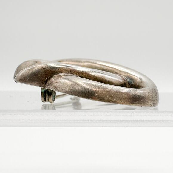 Mikal-Jon Bayanihan Sterling Silver Brooch Vtg Modernist Biomorphic Knot Signed - Picture 12 of 13